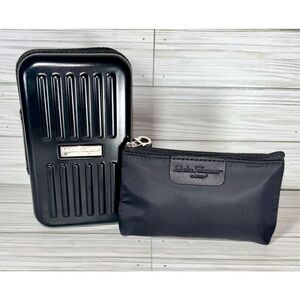 Salvatore Ferragamo Black Evaair Parfumes Toiletries/ Makeup Bag & Box Set  Unis